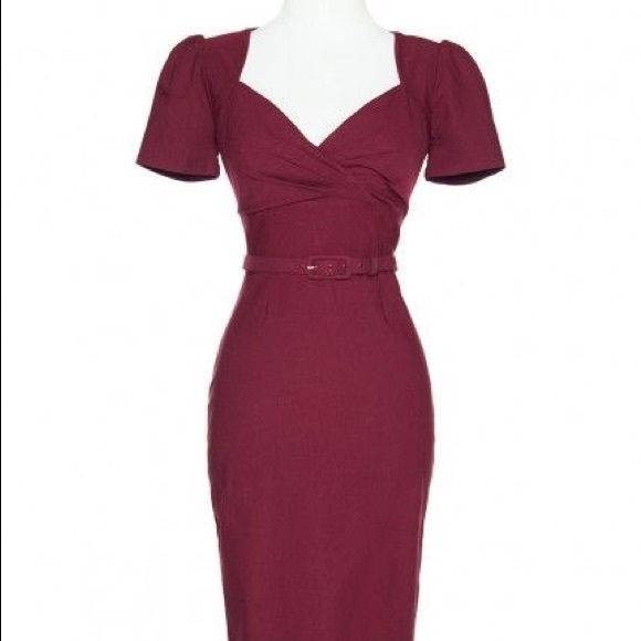 Pinup Couture Erin Dress w/ Sleeves in Wine NWT - Picture 2 of 2